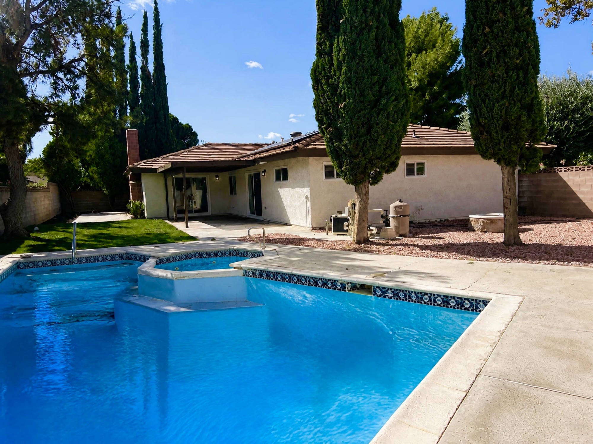 Backyard with pool and spa
